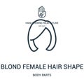 blond female hair shape icon vector from body parts collection. Thin line blond female hair shape outline icon vector illustration
