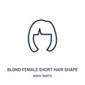 blond female short hair shape icon vector from body parts collection. Thin line blond female short hair shape outline icon vector