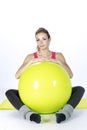 Blond fitness sport girl with ball Royalty Free Stock Photo