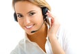 Blond girl in call center Royalty Free Stock Photo