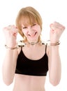 Blond girl in handcuffs Royalty Free Stock Photo