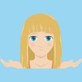 The blond girl in perplexity. Vector illustration.