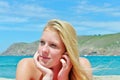 Blond girl posing on the beach in Spain Royalty Free Stock Photo