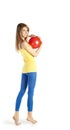 Blond girl with red ball