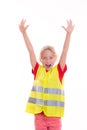 Blond girl with reflective vest Royalty Free Stock Photo