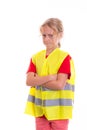 Blond girl with reflective vest Royalty Free Stock Photo