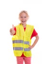 Blond girl with reflective vest Royalty Free Stock Photo