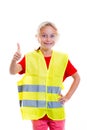 Blond girl with reflective vest Royalty Free Stock Photo