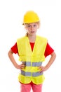 Blond girl with reflective vest and helmet Royalty Free Stock Photo