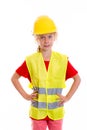 Blond girl with reflective vest and helmet Royalty Free Stock Photo