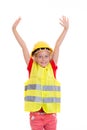 Blond girl with reflective vest and helmet Royalty Free Stock Photo