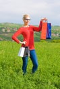 Blond Girl With Shopping Bags Royalty Free Stock Photo