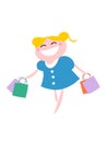 Blond Girl With Shopping Bags