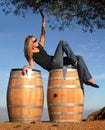 Blond girl in a wine country Royalty Free Stock Photo