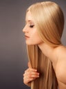 Blond Hair.Beautiful Woman with Straight Long Hair Royalty Free Stock Photo