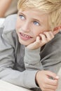 Blond Hair Blue Eyes Boy Child Resting