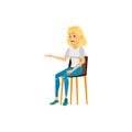 blond hair woman on boring conference cartoon vector Royalty Free Stock Photo