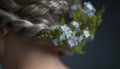 blond haired woman with curly hair and a flower in her hair generated by AI