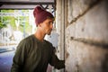 Blond handsome young man with wool hat Royalty Free Stock Photo