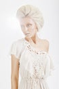 Blond lady in white dress 02 Royalty Free Stock Photo