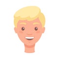 Blond Man Head Showing Happy Face Expression and Emotion Laughing Front Vector Illustration
