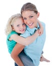 Blond mother giving her daughter piggyback ride Royalty Free Stock Photo