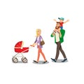 Parents Walking with Little Childrens Vector Royalty Free Stock Photo