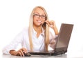 Blond operator Royalty Free Stock Photo