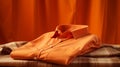 Luxurious Orange Silk Shirt On Plaid Cloth: A Captivating Study In Early Shirt Design