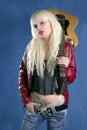 Blond fashion young girl electric guitar rock Royalty Free Stock Photo