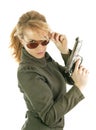 Blond soldier girl with gun Royalty Free Stock Photo