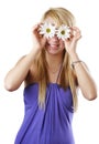 Blond teen girl with daisies