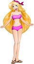 Blond Teenage Girl In Pink Swimsuit Royalty Free Stock Photo