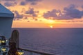 Blond watching sunset from cruise ship in caribbean sea near Phi Royalty Free Stock Photo