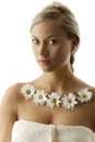 Blond with white daisy Royalty Free Stock Photo