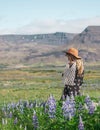 Blond Woman Beautiful Landscape Iceland Royalty Free Stock Photo