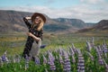 Blond Woman Beautiful Landscape Iceland Royalty Free Stock Photo