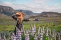 Blond Woman Beautiful Landscape Iceland Royalty Free Stock Photo