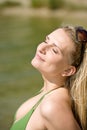 Blond woman in bikini enjoy summer sun Royalty Free Stock Photo