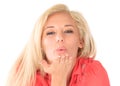 Blond woman blowing kiss Royalty Free Stock Photo