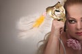 Blond woman with carnival mask Royalty Free Stock Photo