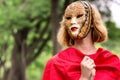Blond woman in carnival mask Royalty Free Stock Photo