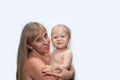 Blond woman and child