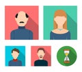 Blond woman, curly-haired teenager, bald man with a mustache, a man with a beard.Avatar set collection icons in flat