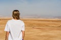 Blond woman at desert of Ras Mohammed national park, Sinai, Egypt Royalty Free Stock Photo