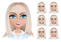 Blond woman with different facial expressions. Royalty Free Stock Photo