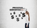 Blond woman drawing a progress bar Royalty Free Stock Photo