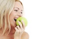 Woman eat green apple Royalty Free Stock Photo