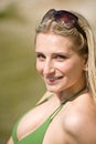 Blond woman enjoy summer sun with sunglasses Royalty Free Stock Photo