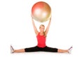 Blond woman exercising with a pilates ball Royalty Free Stock Photo